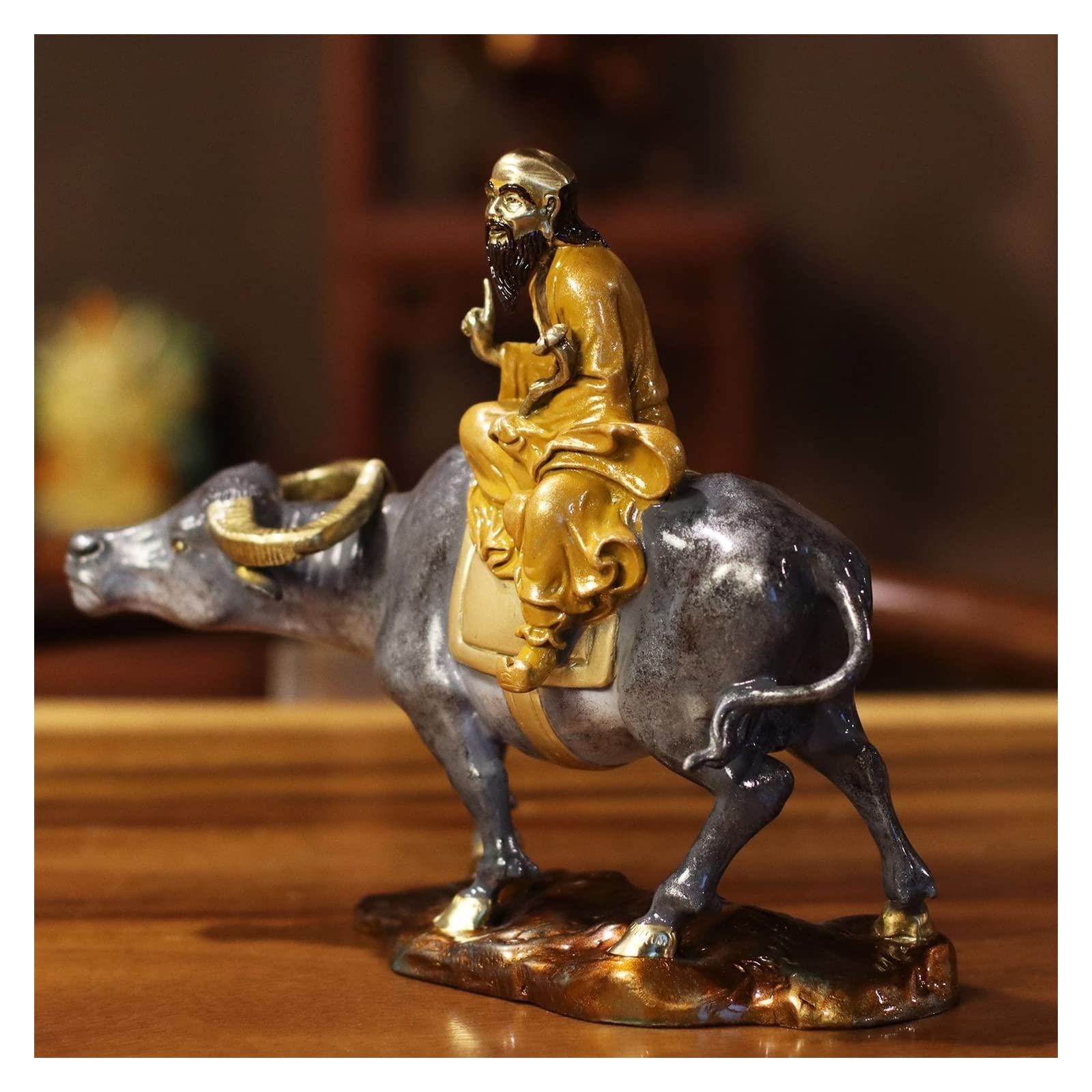 Dekoracje na biurko Lao Tzu z bramy Lao Tzu statua z brązu nauka w domu rzeźba z brązu dekoracje do wysłania starszych mosiężne ozdoby na dzień nauczyciela Akcesoria do biurka domowego