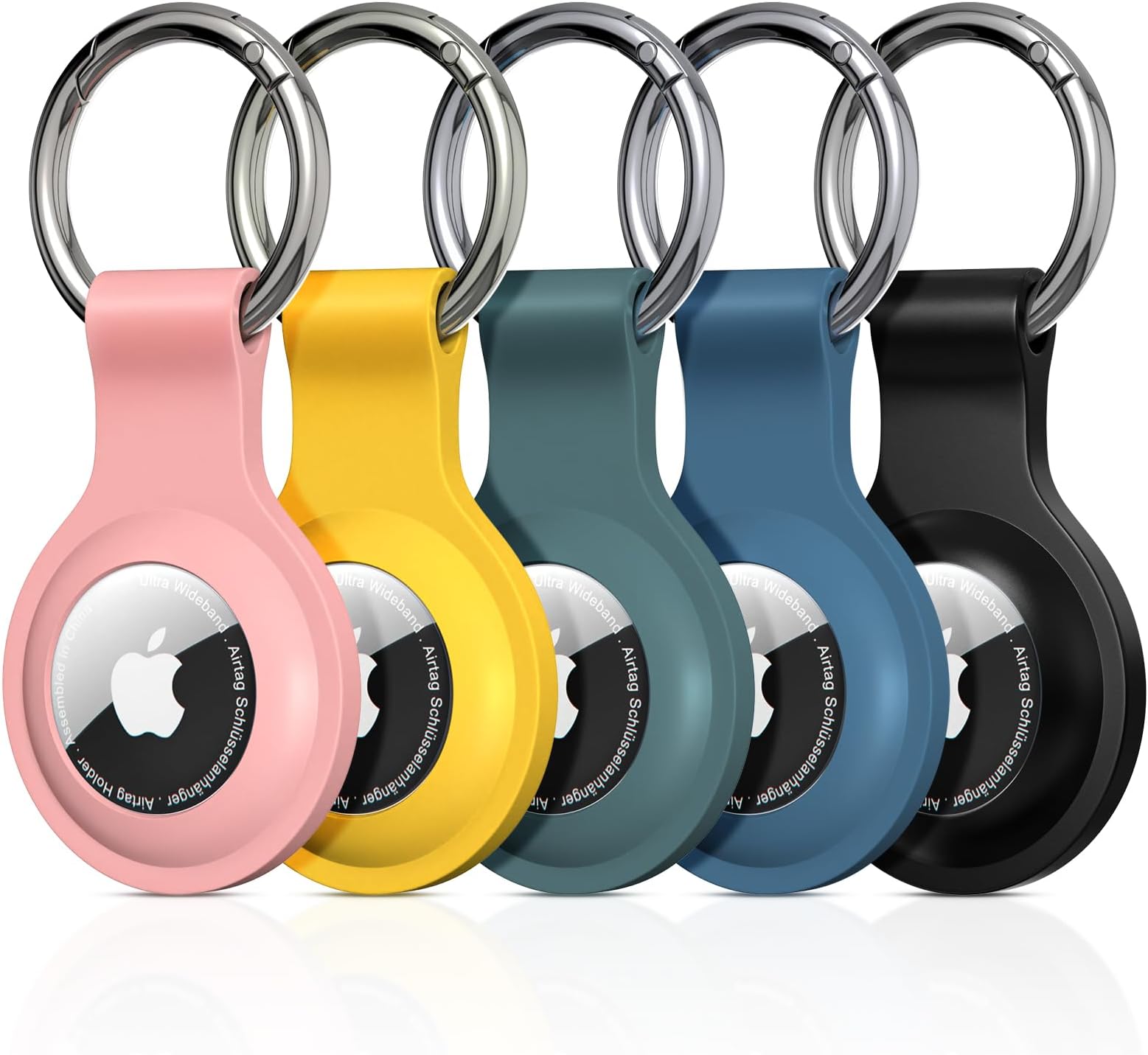 [5-Pack] AirTag Holder - Silicone Case for AirTag Keyring for Keys, Bags, Luggage, Pet Collars - Anti-Lost and Scratch-Resistant Design for Apple Air Tags