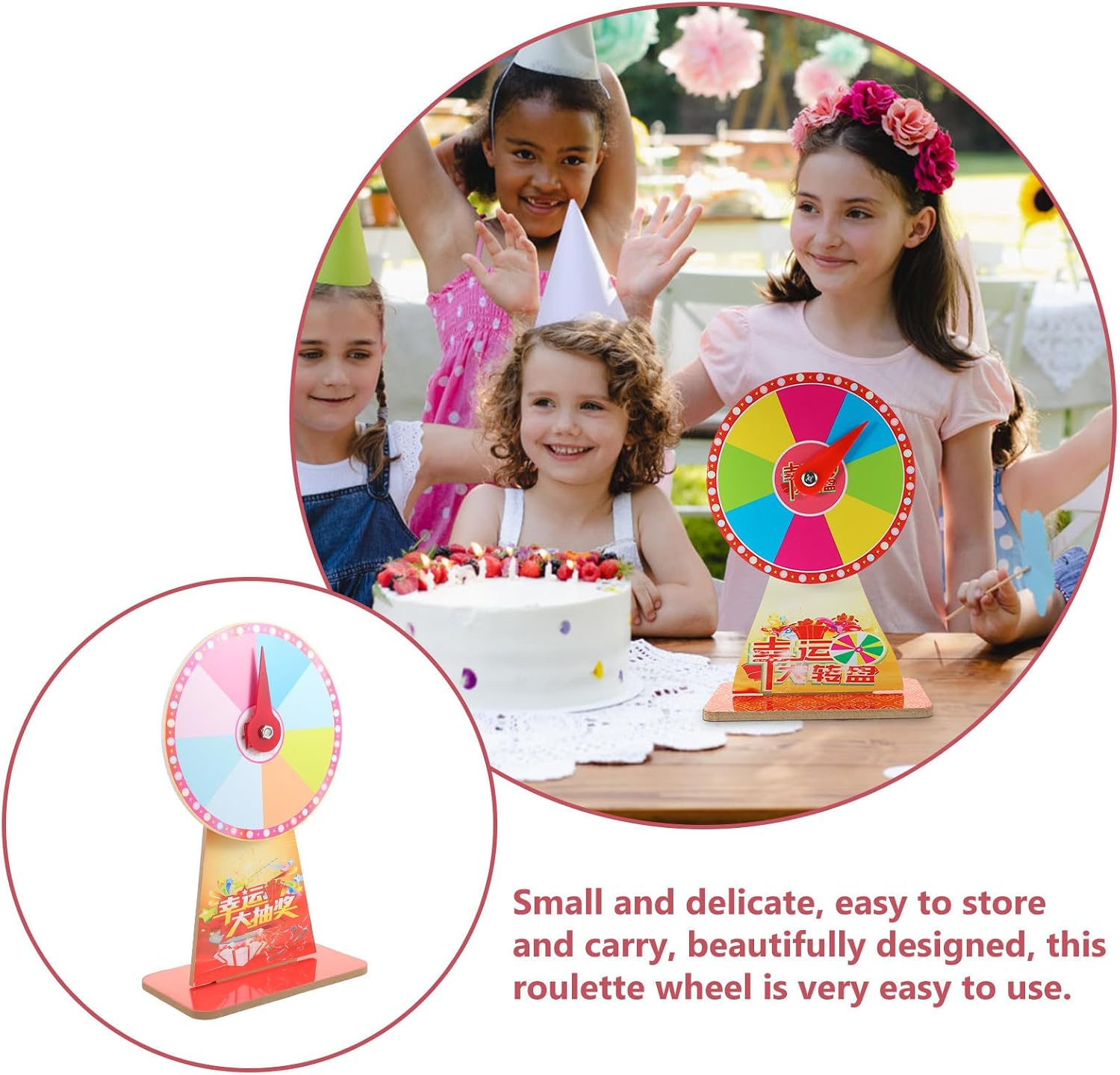 Hemoton Carnival Roulette Wheel for Parties and Bars, Easy to Use PVC Raffle Game Turntable Smooth Rotation, Beautifully Designed Small and Delicate Fortune Game Wheel