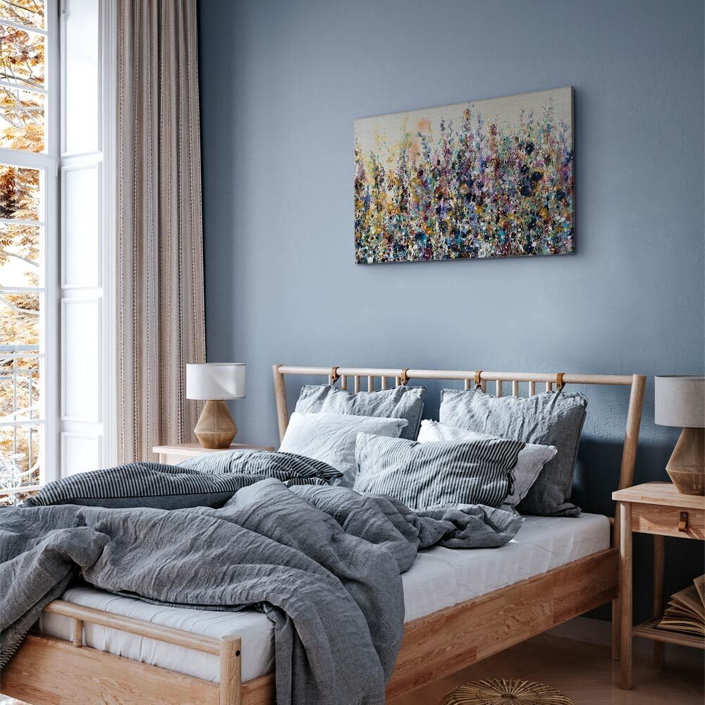 decomonkey Akustikbild Wiese Abstrakt 120x80 cm 1 Teilig Leinwand Modern | Bilder, Wandbilder XXL, Schallschlucker, Schallschutz, Akustikdämmung, Wandbild, Deko, Leise, Natur, Kunst, beige, bunt