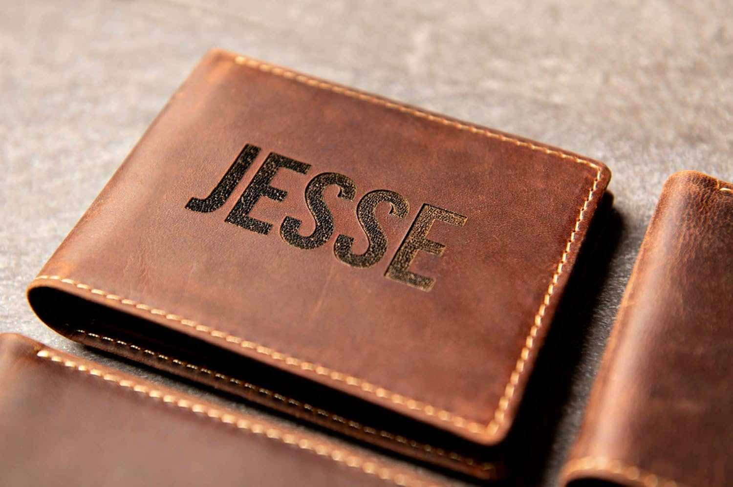 Slim Personalized Distressed Leather Wallet The Key Largo Wallet by Left Coast Original