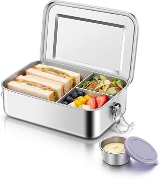 TeamFar Stainless Steel Bento Box, 47oz/1400ml Lunch Box for Adults/Kids