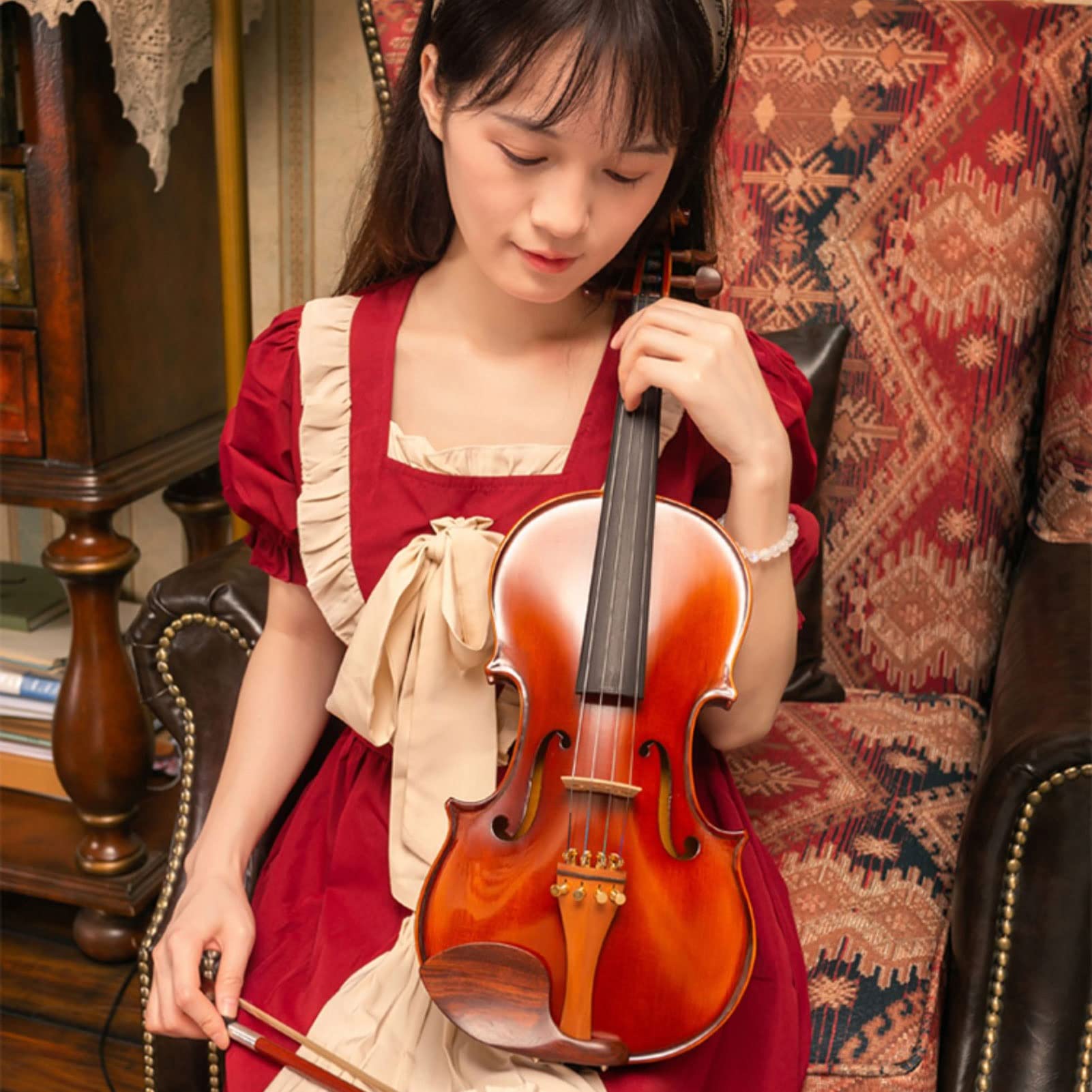 Violino Acustico in Legno, Violino per Studenti, Violini for principianti, kit for principianti for studenti con custodia rigida, colofonia, archetto - violino for principianti, corde di legno(1/4)