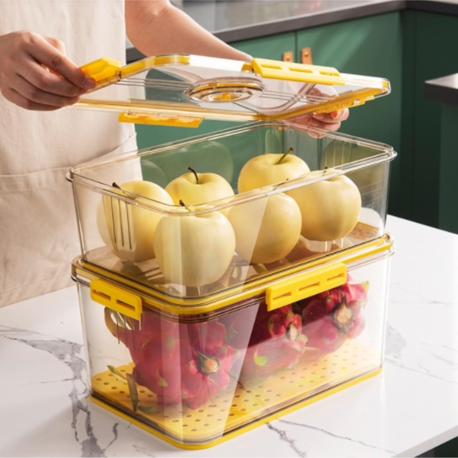 Chlebak na Pieczywo - Chlebak Kuchenny Pojemnik Na Chleb Z Funkcją Nagrywania Czasu Snap Time Pudełko Do Przechowywania Chleba Pokrywką Plastikowy Bułeczki(G)