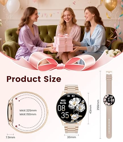 Miniatura 9 de LIGE Relojes inteligentes para mujer, llamadasrecordatorios, rastreadores de actividad ultrafinos AMOLED de 1.43 pulgadas con monitor de frecuencia