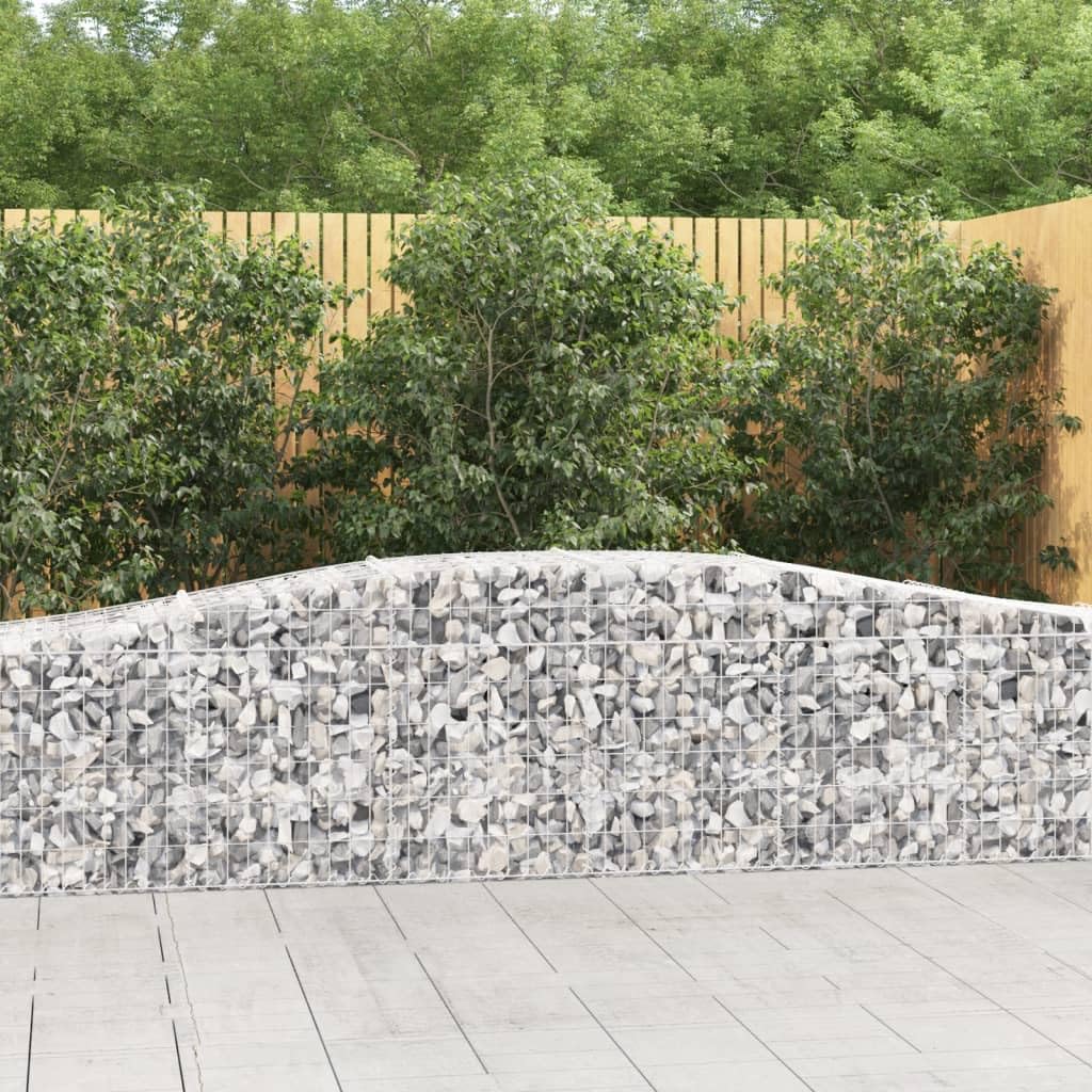 Mur de soutènement décoratif en gabion arqué 400x50x60/80 cm avec crochets renforcés
