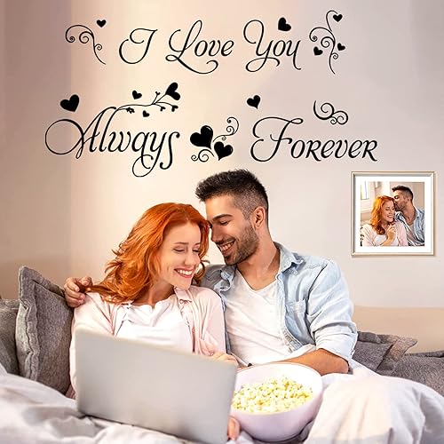 Miniatura 3 de Decoración de pared de vinilo negro con texto en inglés I Love You Always  Forever para decoración de pared del hogar citas románticas matrimonios