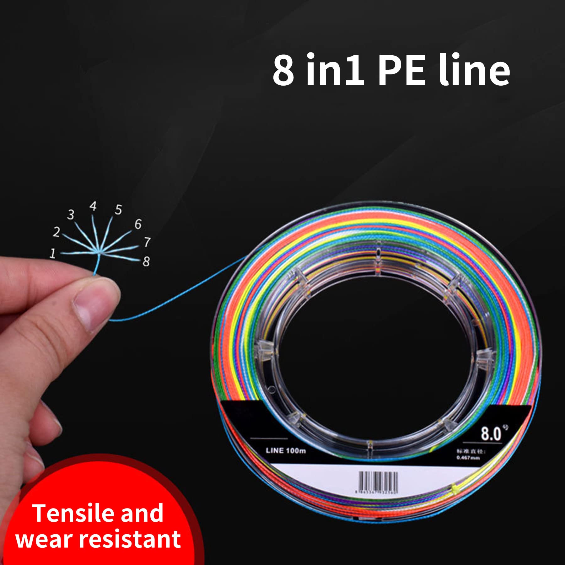 Seavey Braided Fishing Line - Abrasion Resistant - No Stretch - Super Strong -One Color One Meters - 8 Strand (10lb/0.12mm/109YDS(100m))