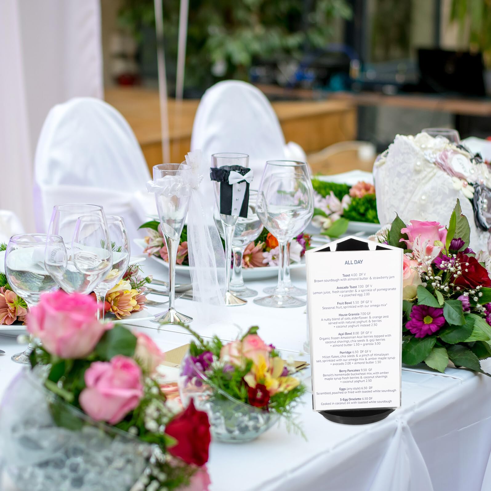 SEWACC 5 Stück Drehbarer Acryl Tischaufsteller Drehbar Stabiles Design Menühalter für Restaurants Büro Preisschilder Flyer Präsentation Langlebig Transparent