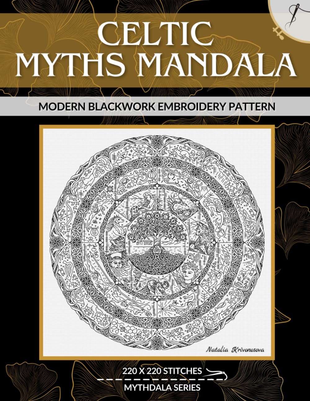 Celtic Mythos Mandala: Modern Blackwork Embroidery Pattern