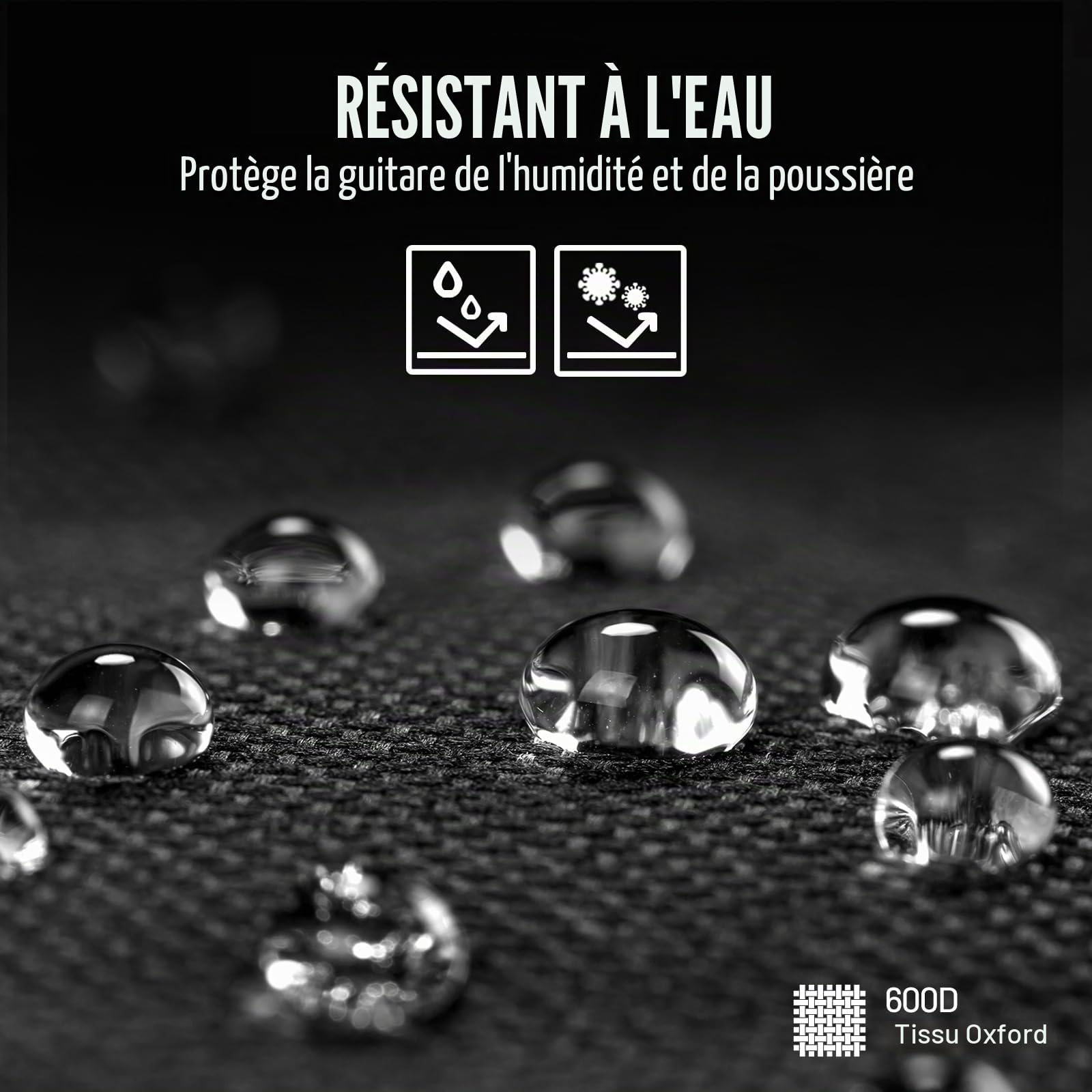 CAHAYA Housse de Guitare - 6 Poches Avant étanches - avec Poche pour pupitre de Musique - Rembourrage de 8 mm