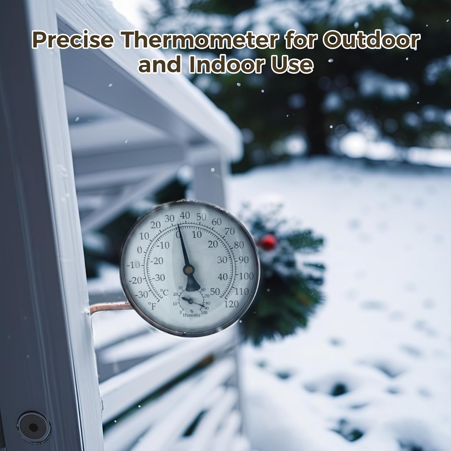 Weatherproof Outdoor Thermometer With Humidity Gauge, 4-Inch Copper, Battery-Free, Wall-Mountable For Patios