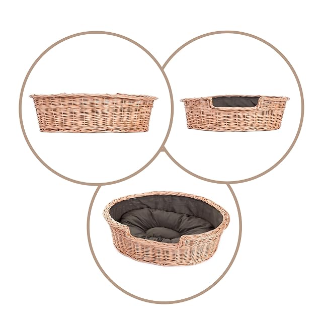 Foto 4 de 8 de e-wicker24 - Cesta de mimbre para perro, cesta, honiggelb, 60 x 43 x 19 cm