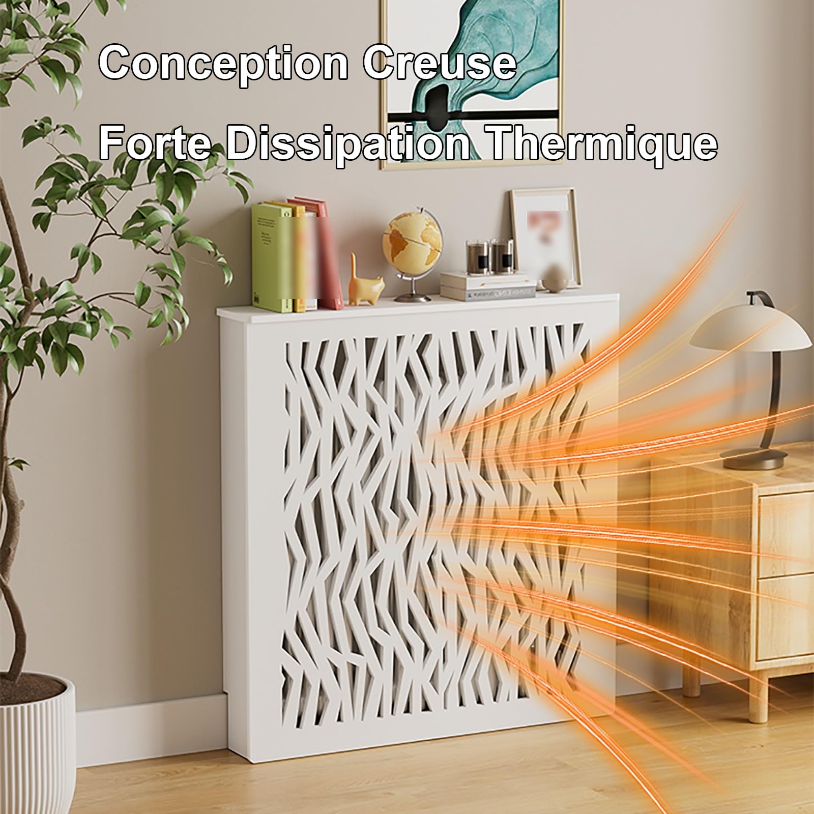 White Radiator Covers with Top Storage Shelf, Modern Four-Sided Heater Steam Radiator Covers Cabinet for Home, Bedroom, Living Room(100x90x25cm/39x35x10in)