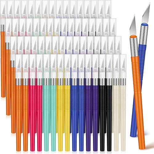 Macarrie Exacto - Juego de 64 cuchillos de acero para manualidades, cuchillos de precisión para tallar álbumes de recortes, tallado de arte,