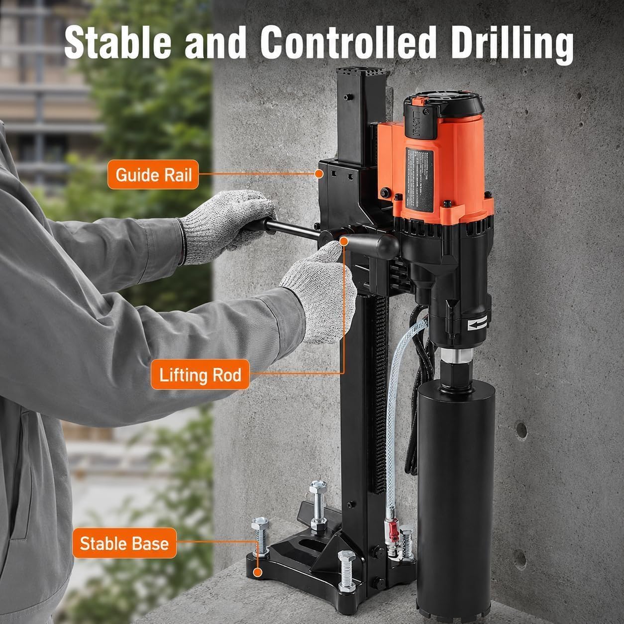 2500W Wet & Dry Diamond Core Drill con supporto, capacità 8 pollici