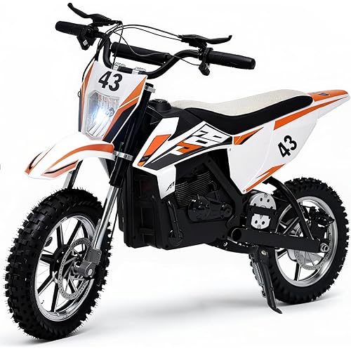 Blitzshark 36V 650W Kids Electric Dirt Bike Off-Road Motocross Ultra Powerful Motorcycle, with 17MPH MAX Speed, Rubber Tire, Twist Grip Throttle, Dual Suspension & Brakes, Leather Seat, SRK-MC20 Pro