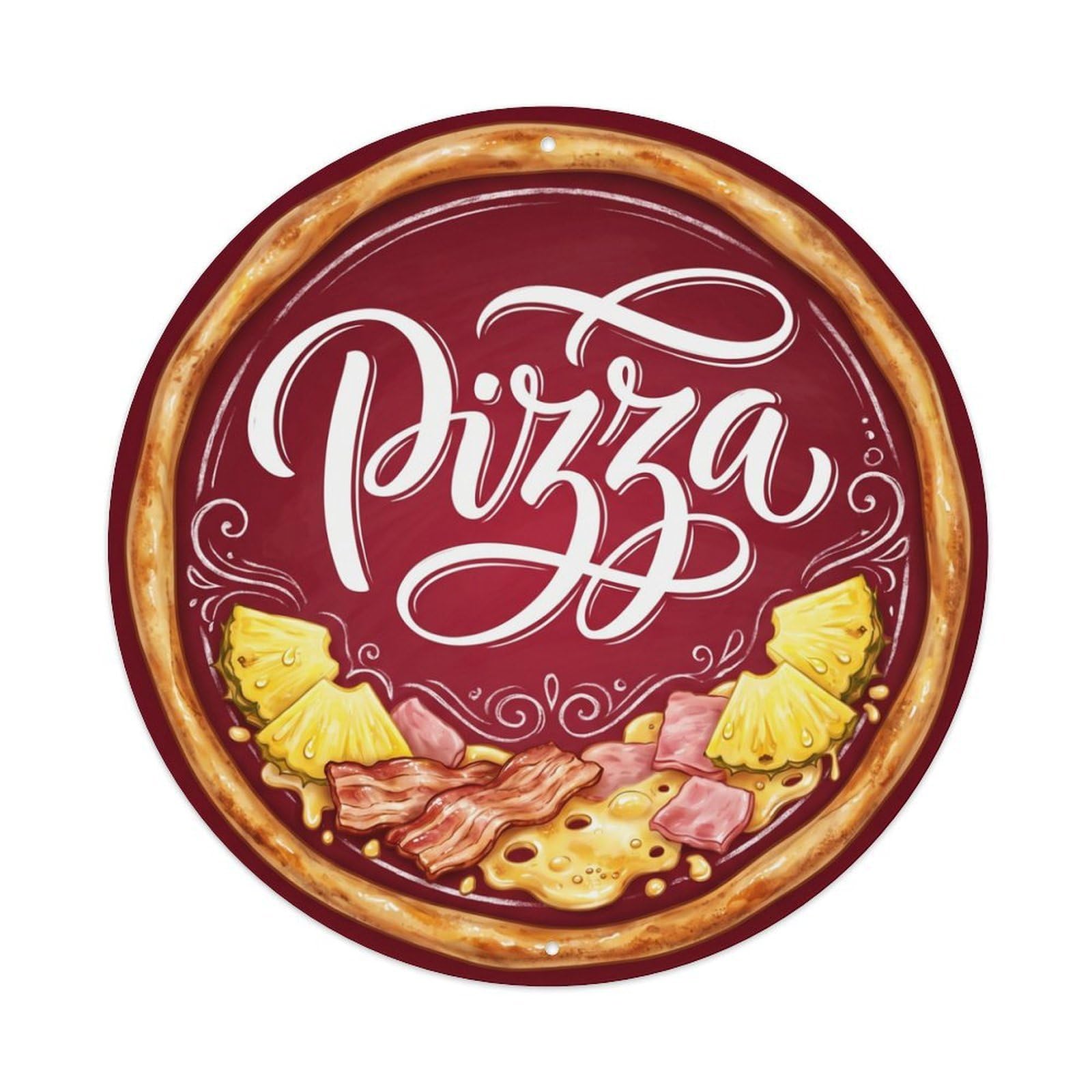 Pizza Toppings Kitchen Artwork Bacon Pineapple Metal Tin Sign