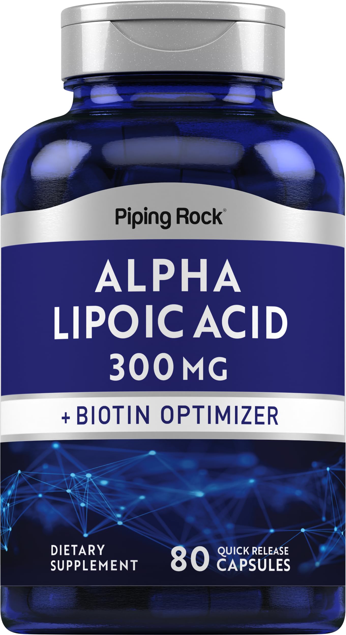 Piping Rock Alpha Lipoic Acid 300mg | Plus Biotin Optimizer | 80 Capsules