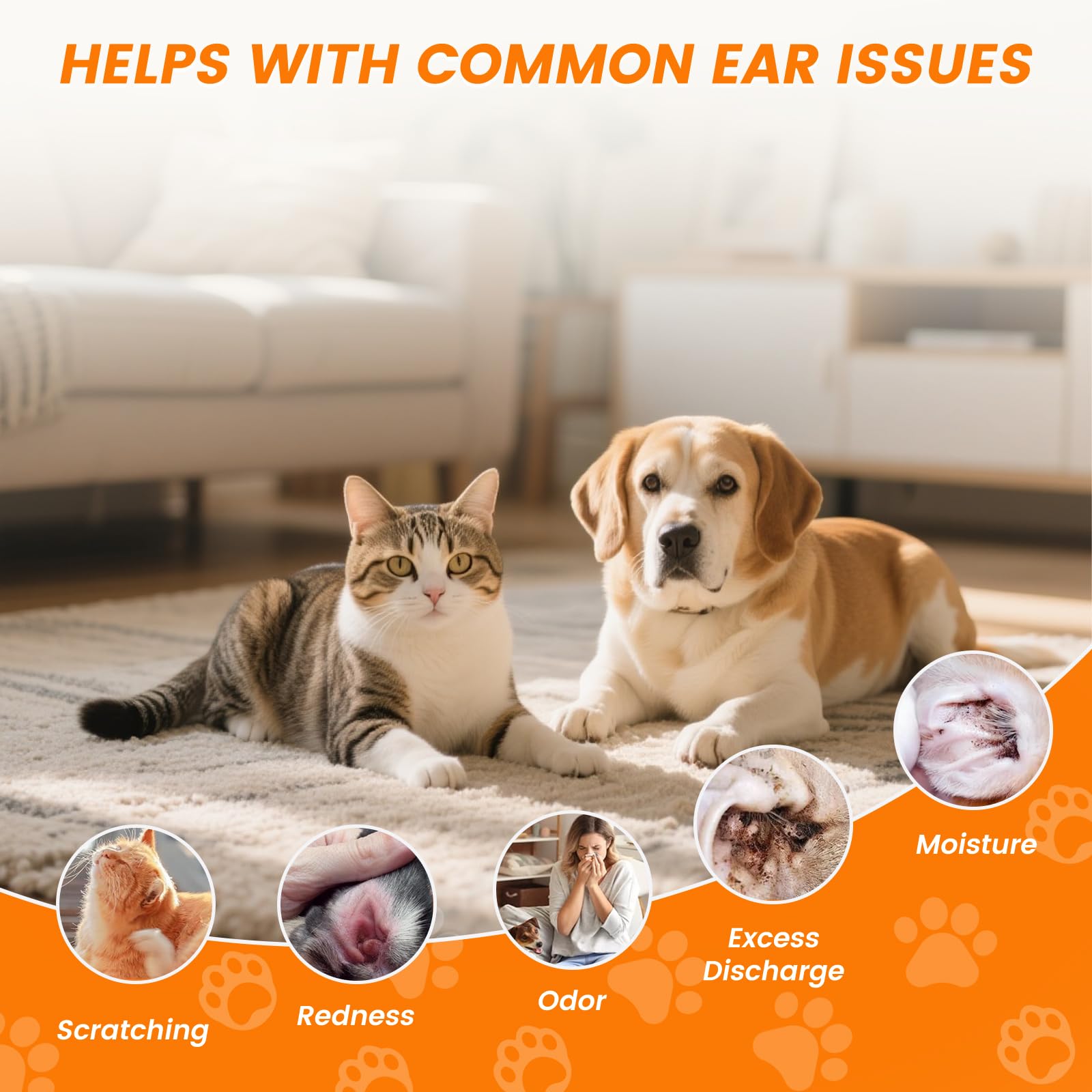 4 Pack Dog Ear Drops, Dog Ear Cleaner Drops, Ear Infection Treatment for Dogs and Cats, Natural Herbal Ear Cleaning Solution for Dirty,Itchy,Smelly,Inflammed Pet Ears, 2 oz with Dropper - image 5