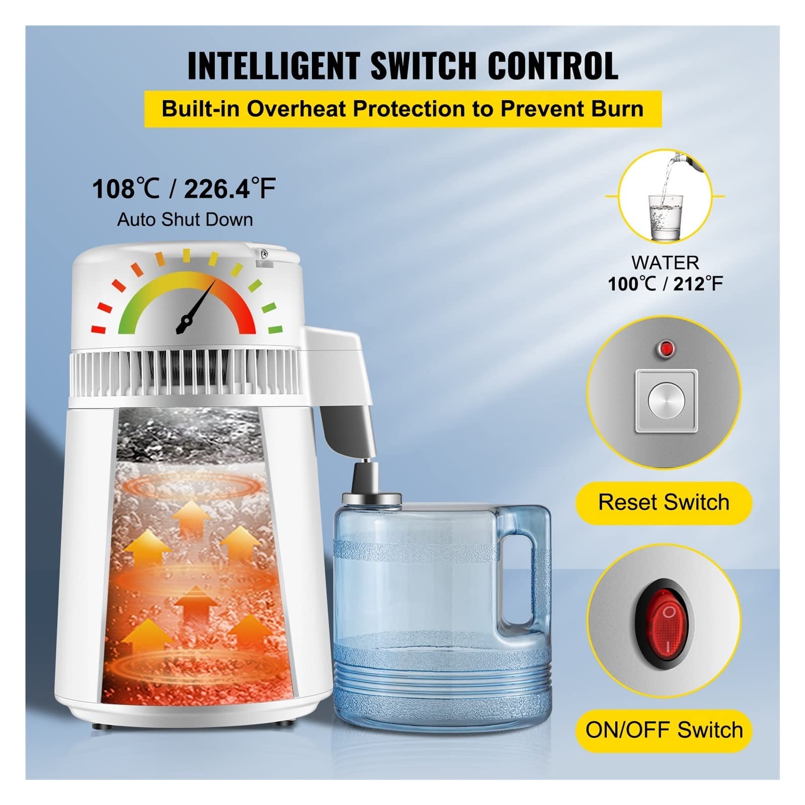 Destilador de agua de acero inoxidable 4L, filtro de máquina de agua destilada Dental, purificador de destilación eléctrica for laboratorios médicos