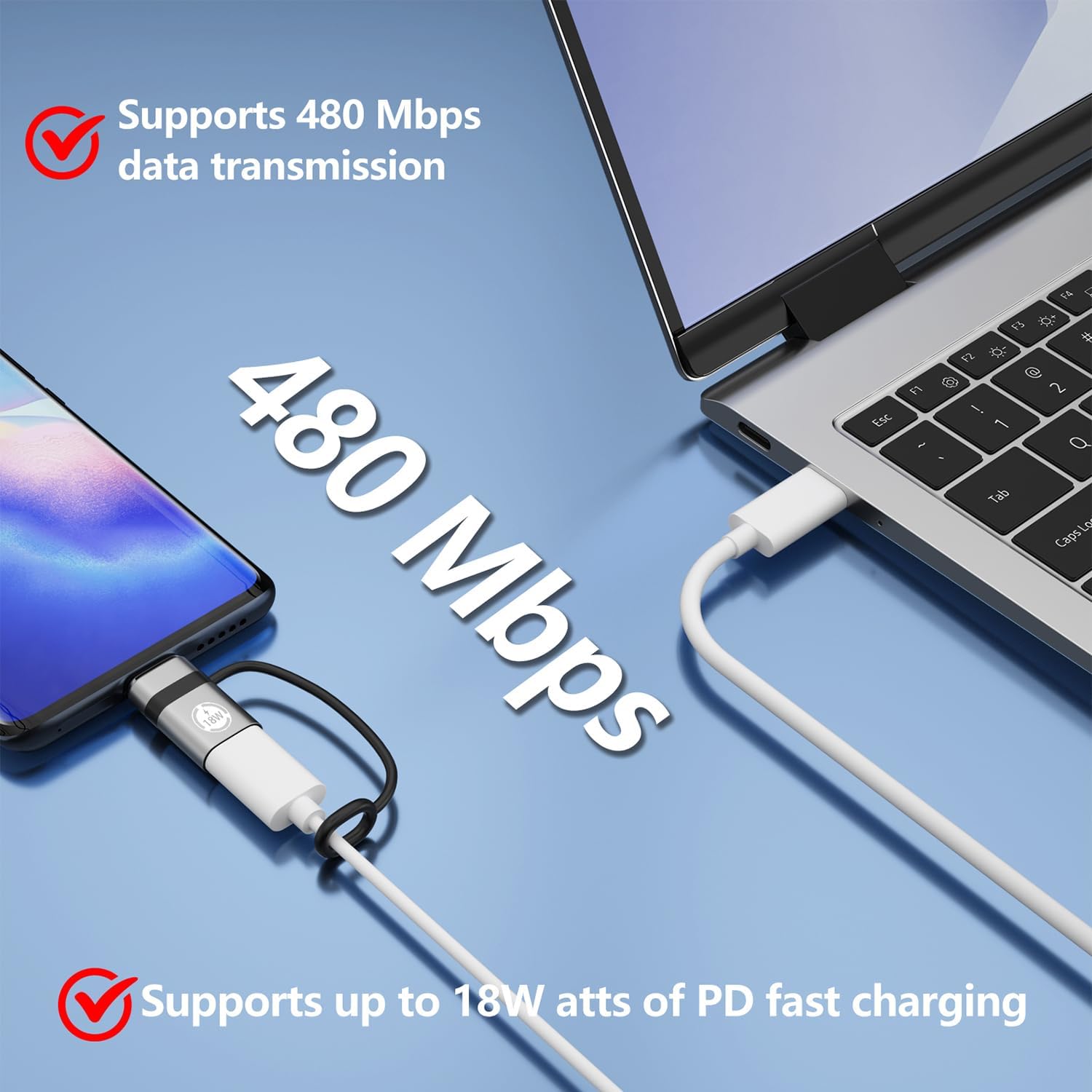 Jadebones 4 Pack USB C Female to Micro USB Male Adapter Converter Compatible with Samsung Galaxy S6/S7 Edge, LG Nexus 4/5/6 and More Devices (Grey)