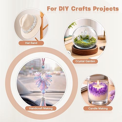 Miniatura 4 de rockcloud rocas naturales de cristal, cubiertas de titanio, cuarzo claro, en punta, hebra de 15 pulgadas