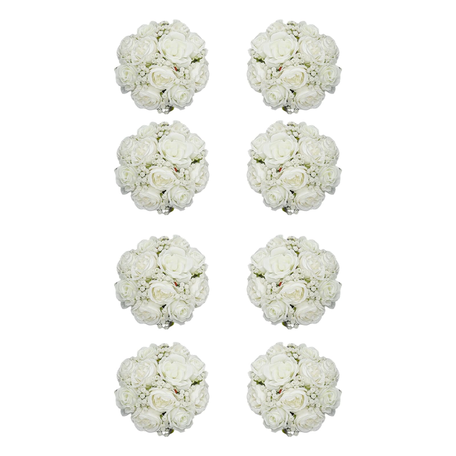 Fiori artificiali a semicerchio in tessuto di seta per tavolo di nozze, 10 pezzi (bianco)