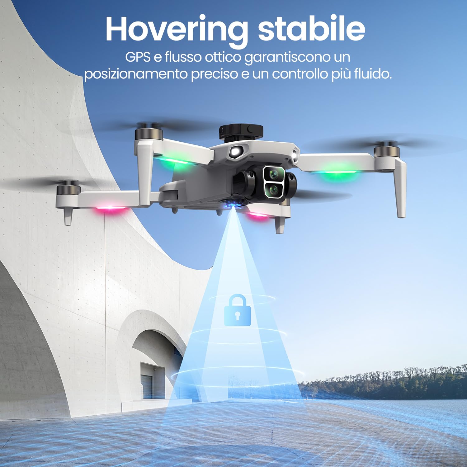 Drone GPS con Schermo HD Integrato da 4,3" e Fotocamera 4K per Principianti | Senza Telefono né app, 32 Min di Volo, Ritorno Automatico GPS, Flusso Ottico, 2 Batterie, Custodia e Struttura Pieghevole