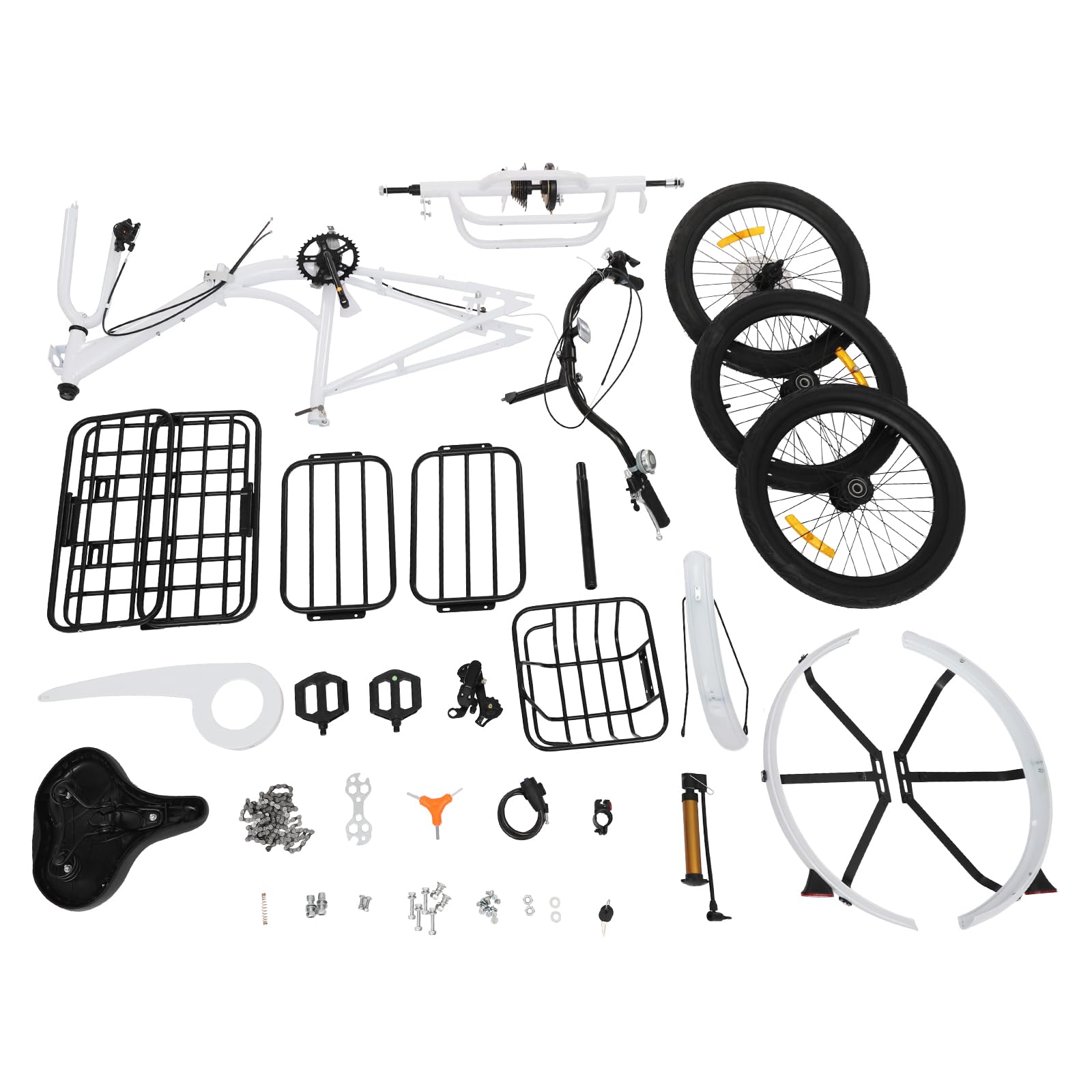 Triciclo plegable de 20 pulgadas para adultos, 7 velocidades con cesta de compras, cerradura, freno de disco delantero, freno de tambor trasero, bicicleta de 3 ruedas