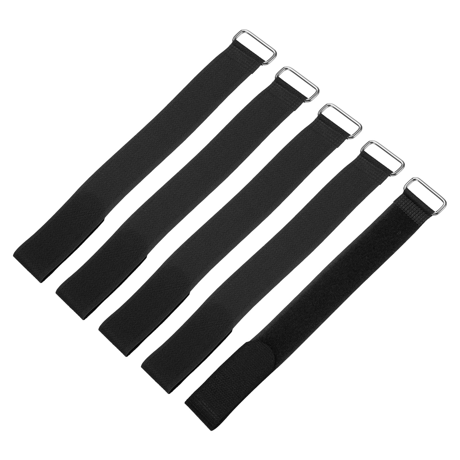 sourcing map 5Pcs Reusable Battery Tie Down Straps,2.5x25cm Black Nylon Multipurpose Battery Hold Down Adjustable Cinch Strap Hook Loops Fastening Tie for Quadcopters FPV RC Drone Boat Cars