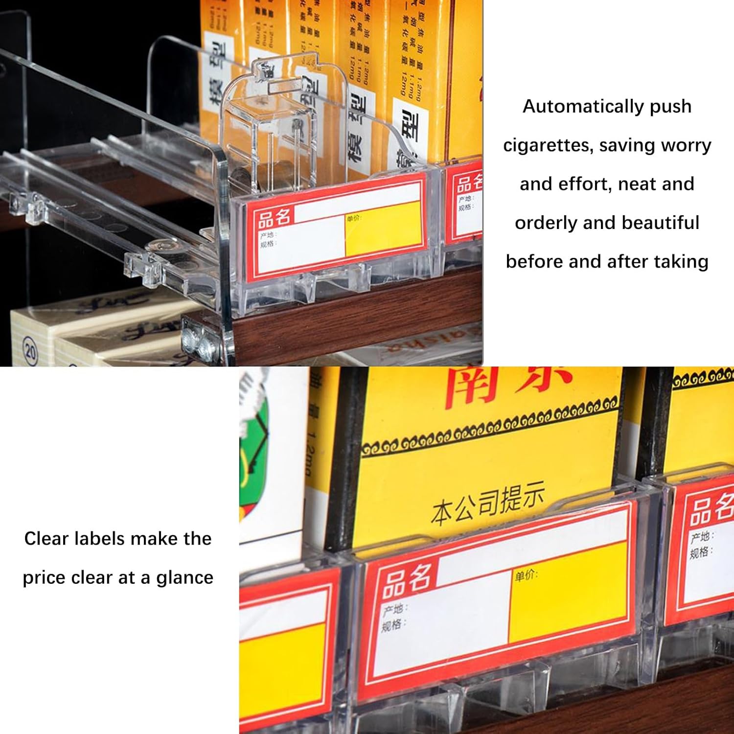 Cigarettes Display Rack, Supermarkets Convenience Stores Retail Cigarette Display Case, Automatic Cigarette Display Holder Showcase, Auto-Push Cigarette Cabinet Rack ( Color : Clear , Size : 22.24x6.3