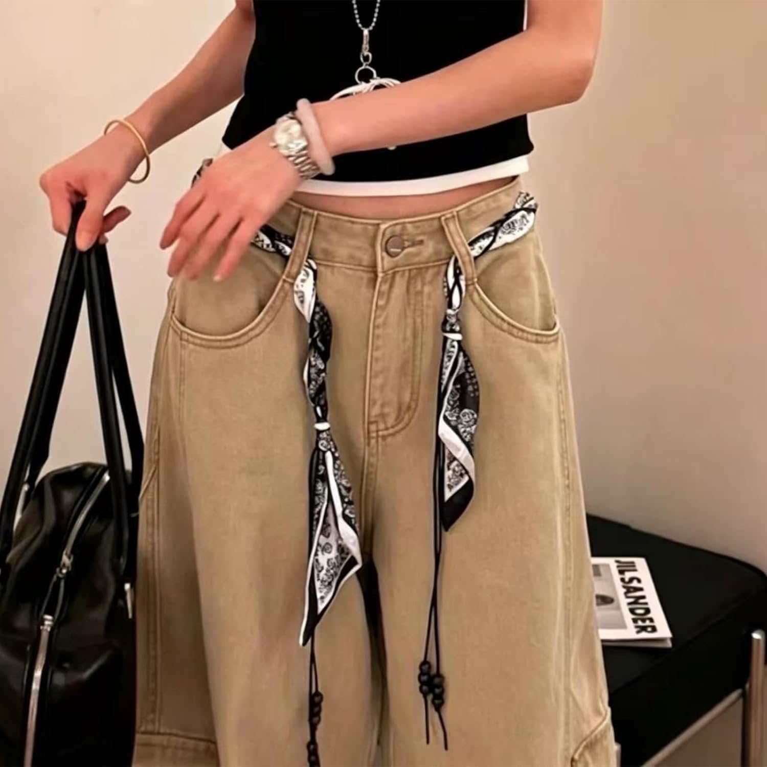 Rope Braided Belt Skinny Scarf Belt for Women Boho Beaded Tie Belts Long Tassel Waist Belts Renaissance Rope Belts