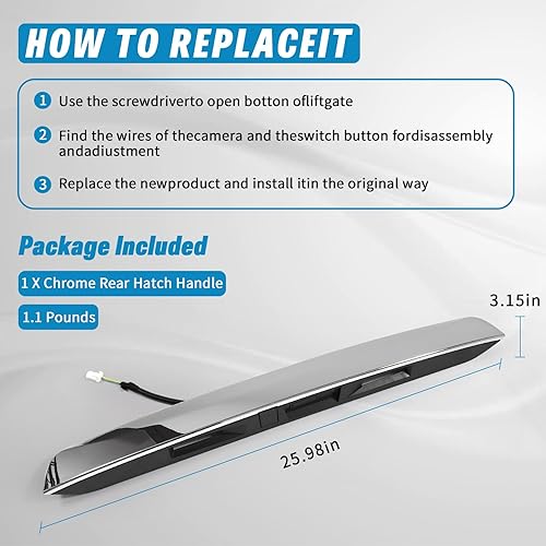 Miniatura 4 de Moldura de acabado de acabado cromado para portón trasero compatible con Nissan Pathfinder 2013-2019 Reemplazar Assy 90810-9PG0A