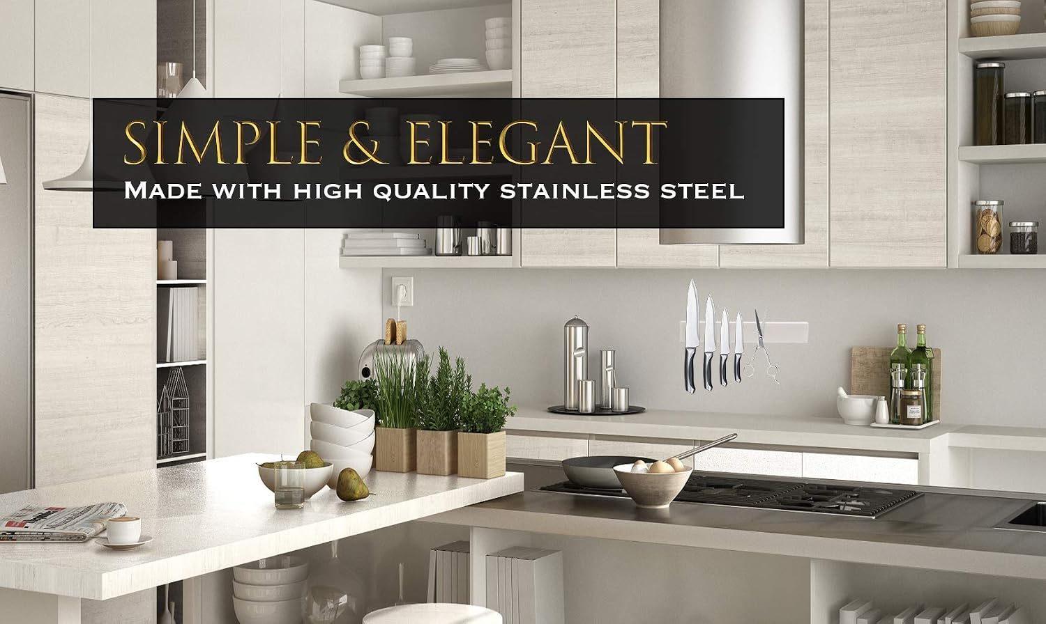 Magnetic Knife Holder For Wall 12 Inch, Knife Magnetic Strip, Stainless Steel Magnetic Knife Holder Rack Use as Kitchen Knife Holder, Kitchen Utensil Holder image 2