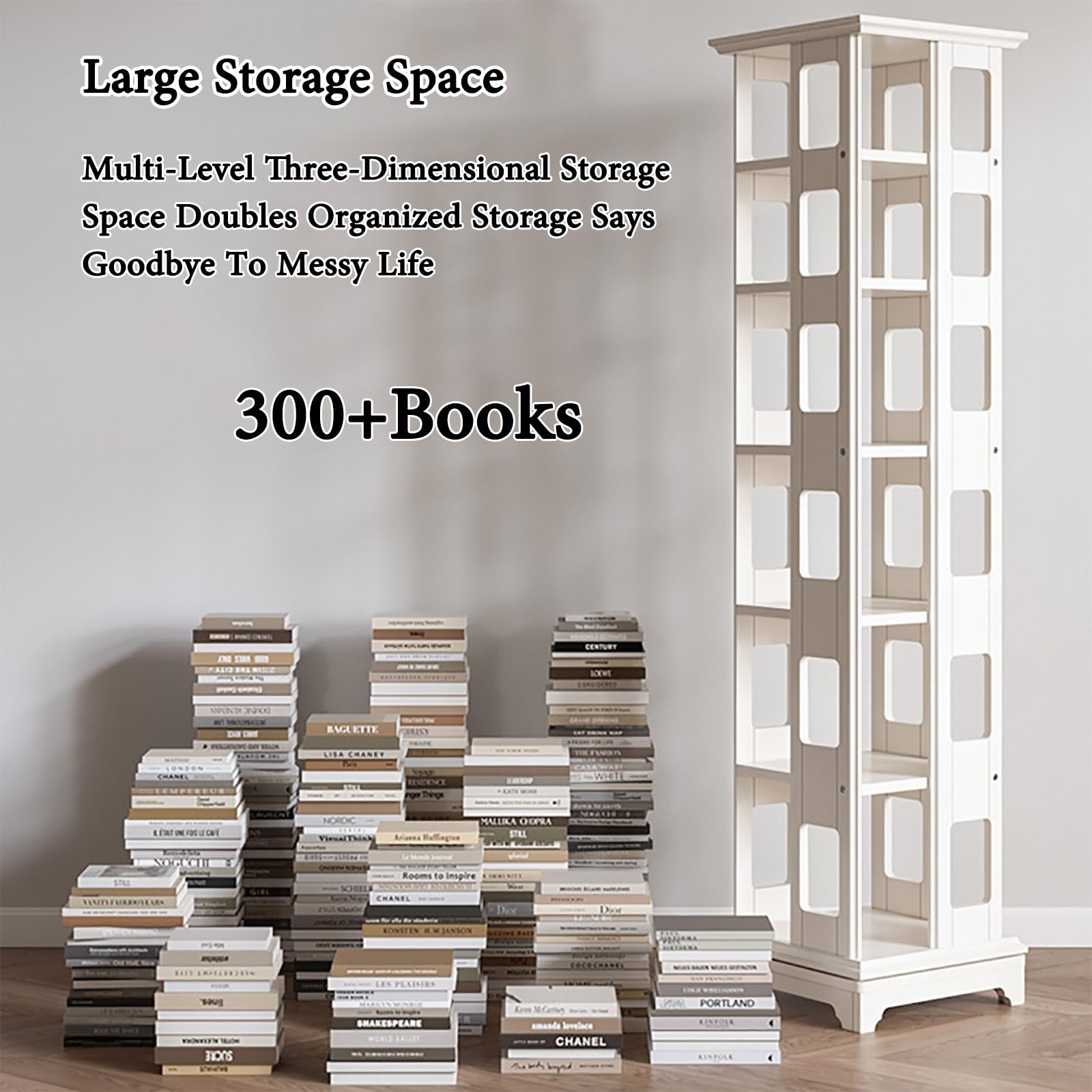 Amazon.com: White Rotating Bookshelf With Base Modern 360 Degree