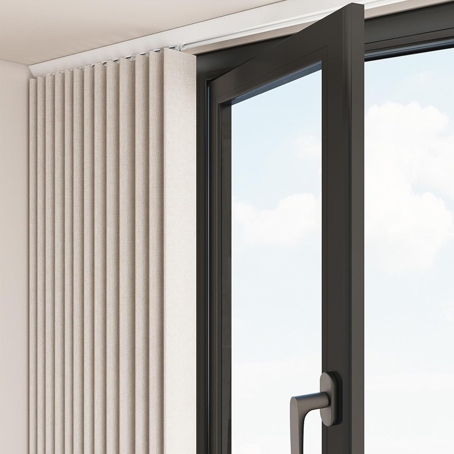 Deckenvorhangschiene, Hochleistungs-Gardinenstangen for Lange Fenster, Moderne Gardinenstangen for Den Innen- Und Außenbereich for Das Schlafzimmer Auf Der Terrasse(Top Black,300cm/(9.8FT))