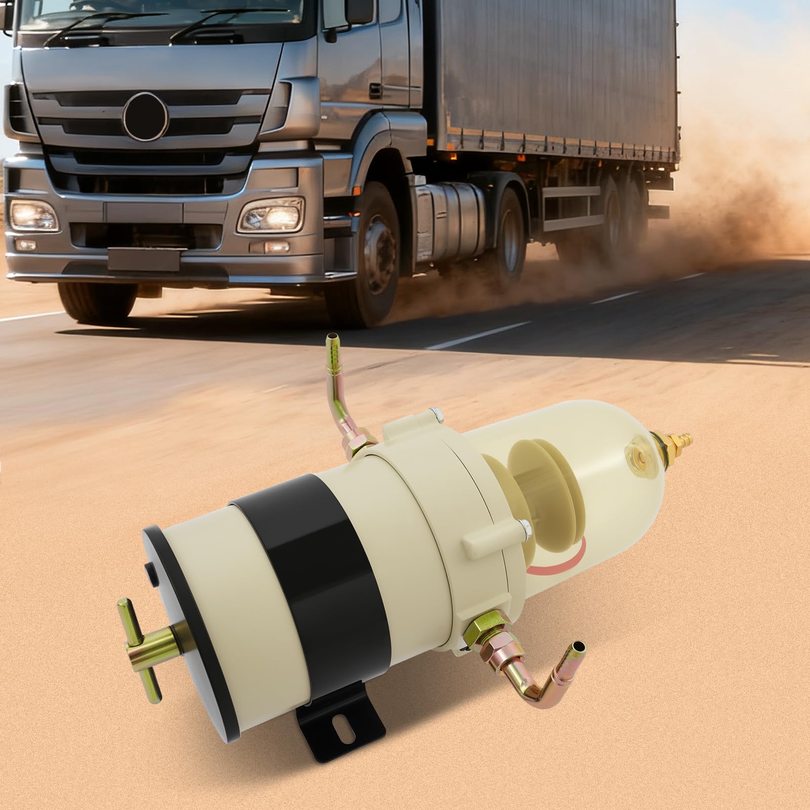 Diesel Kraftstofffilter Wasserabscheider 500FG – Öl-Wasser-Trenner mit Bolzen 60GPH für Marineboot, Lkw, Traktoren, Generatoren – Mit transparenter Bowl & Filterwechselschraube