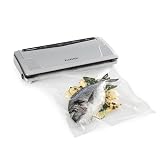 Klarstein Vakuumiergerät, Vakuumierer für Lebensmittel, Vakumierergerät für Sous Vide, Einschweißgerät 9 L/Min, Folienschweißgerät mit Doppelter Schweißnaht, Inkl. 10 Vakuumierbeutel, Silber/Schwarz Silber-schwarz