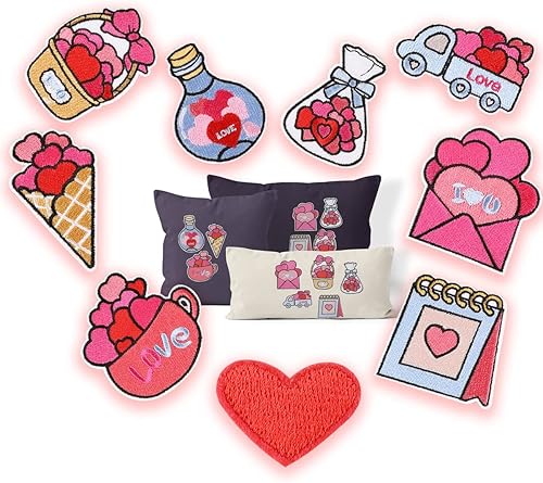 Parches bordados para planchar para el día de San Valentín bonitos parches de felpilla de corazón álbum de helado parches bordados para ropa bolsas