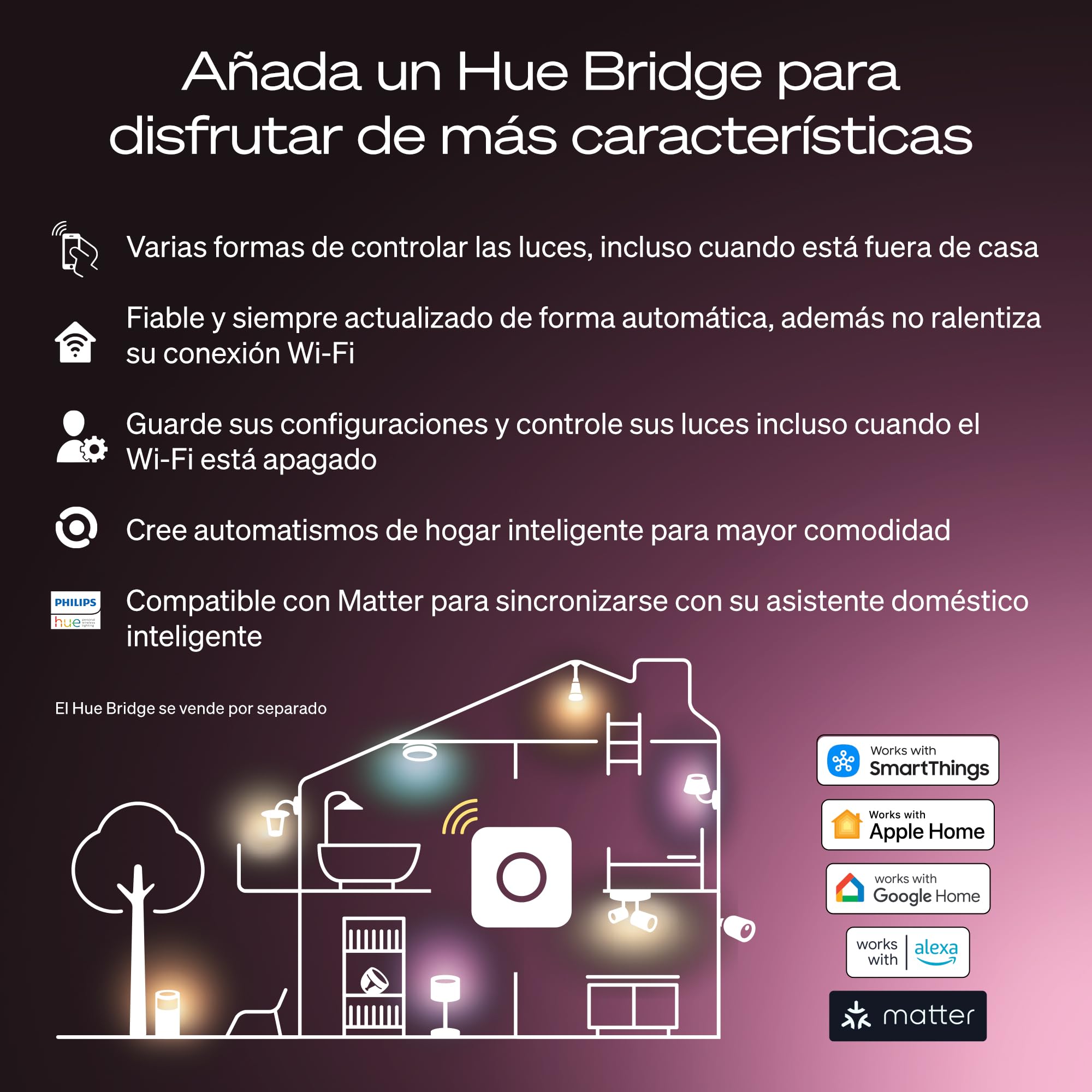 Philips Hue Bombilla LED Inteligente A67, White Ambiance, Luz Blanca cálida a fría, E27, 11,8 W, Regulable 1000-20.000K, 1600 lm, funciona con Alexa, Google Assistant y Apple Home, Pack de 1