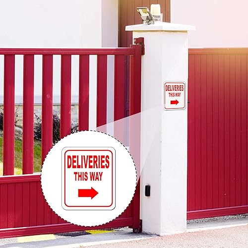Miniatura 6 de Deliveries This Way Directional Right Arrow Rojo Aluminio compuesto al aire libre cartel 8.5" x10"