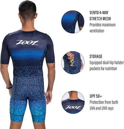 Miniatura 3 de Zoot LTD Tri Aero Fz - Traje de carreras para hombre, manga corta, aerodinámico, ciclismo, carrera, natación, ciclismo, correr, tri, con bolsillos,