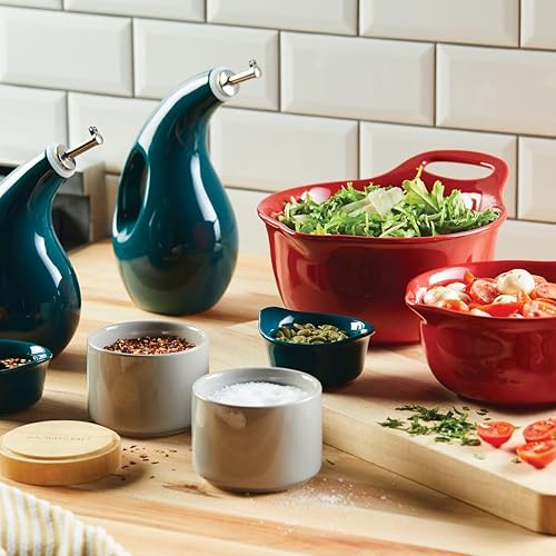 Miniatura 11 de Rachael Ray Ceramics - Juego de cuencos para mezclar con boquilla de vertido, 1 cuarto de galón y 2 cuartos de galón, color rojo