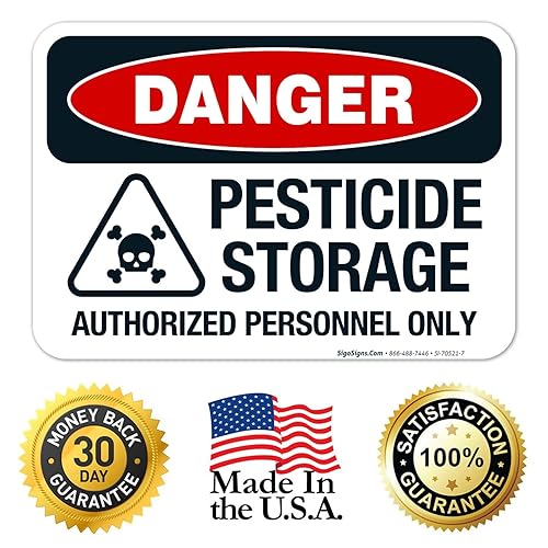 Miniatura 8 de Danger - Cartel autorizado para almacenamiento de pesticidas, 10 x 7 pulgadas, calcomanías de vinilo de 4 mil resistentes a la intemperie,
