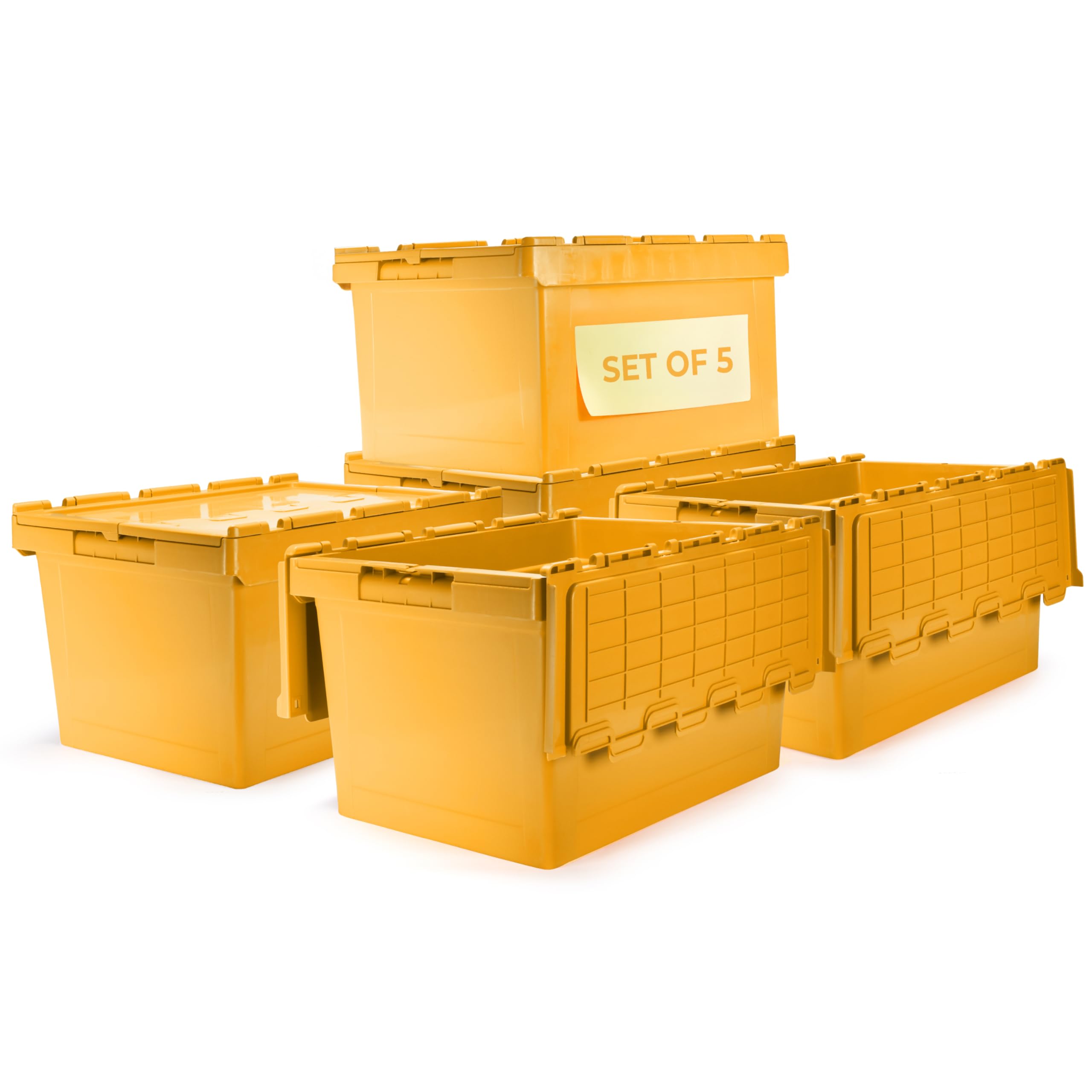 Sponsored Ad – Plastic Storage Boxes with Lids - Heavy Duty Boxes - Toy Box Storage -Large Stackable or Moving Box Crates for Home, Garage, Wardrobe - Stacking Box with Lid - Yellow
