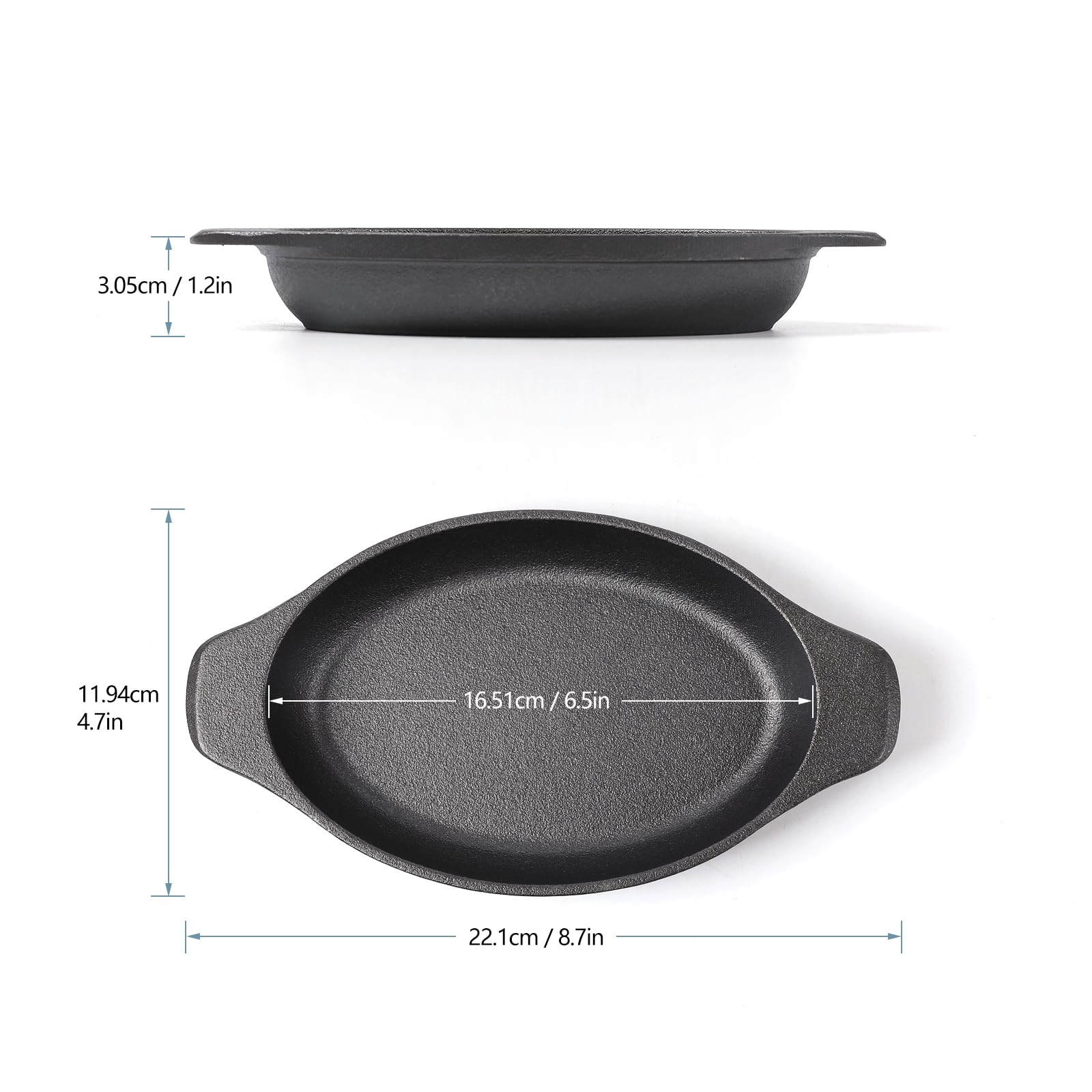 HAWOK Cast Iron Oval Mini Single Serving Bowls cooking/baking pans 6.5