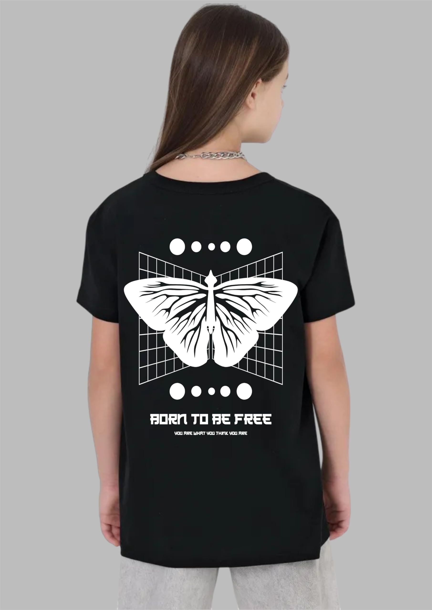 Uniplanet Store Camiseta negra de mezcla de algodón, media manga, ajuste regular, estampado «Back Be Free»