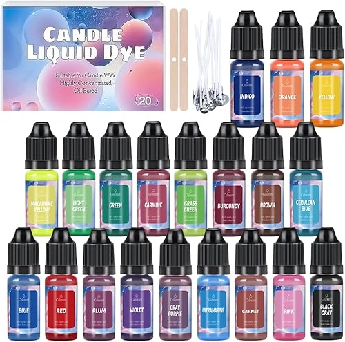 Tinte de color de vela a base de aceite, no tóxico, no irritante, 20 colores para suministros de fabricación de velas de bricolaje, colorante