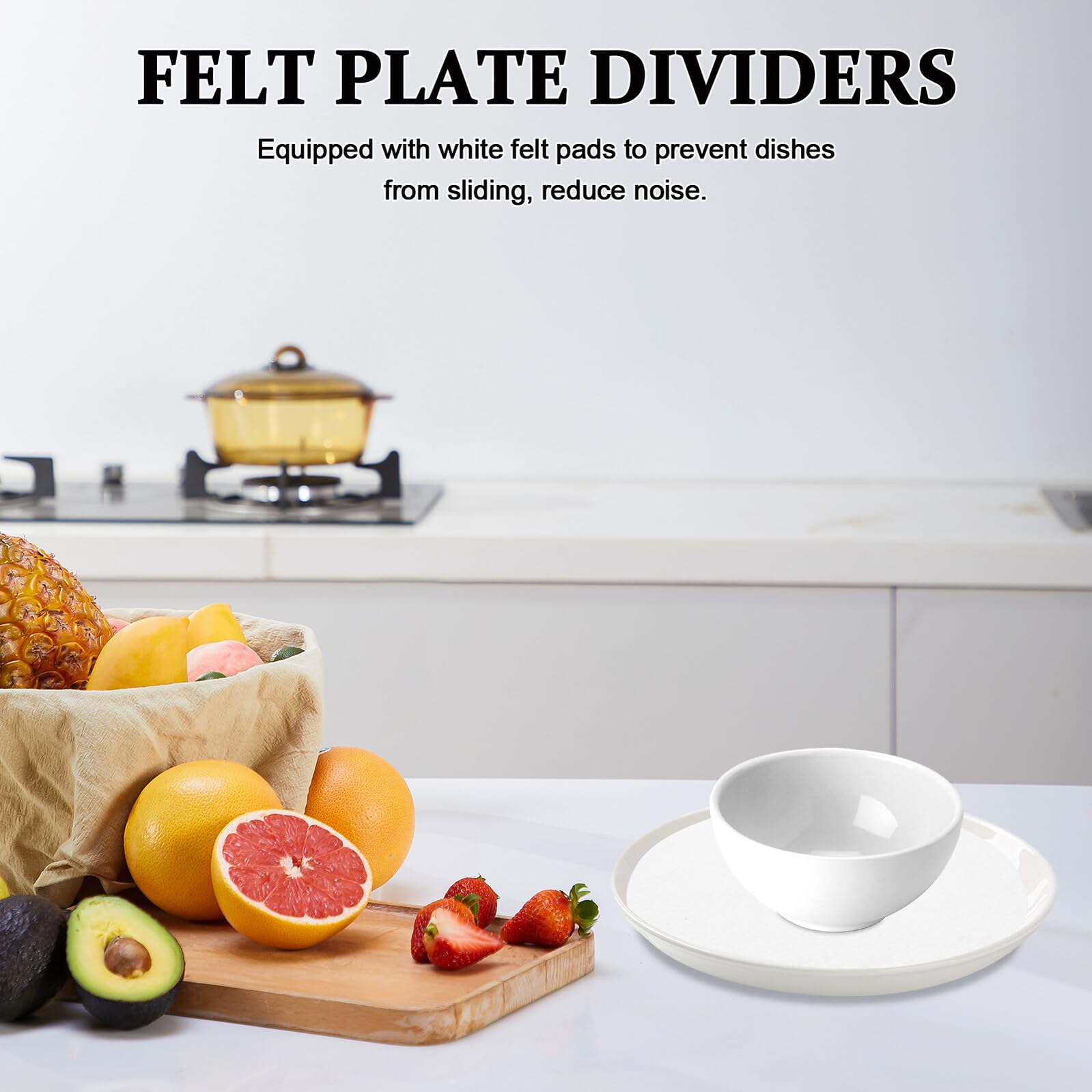 50 Piezas Protector De Placa Fieltro Separador De Sartenes Agarraderas para Ollas De Cocina White